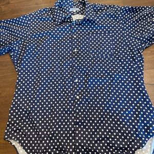 Bullock & Jones Polka Dot Button Down Shirt XXL Blue White Classic